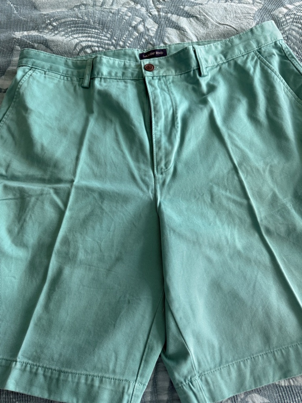 Lands' End Men’s Mint Green Flat-Front Shorts